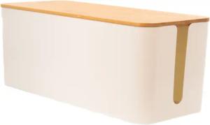 Intirilife Kabelbox, Kabelbox mit Bambusdeckel in