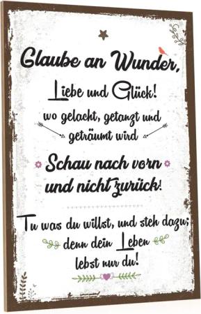 GRAVURZEILE Holzbild mit Spruch - Glaube