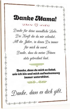 GRAVURZEILE Holzbild mit Spruch - Danke,