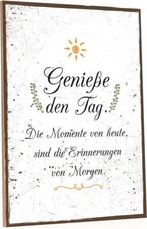 GRAVURZEILE Holzbild mit Spruch - Genieße