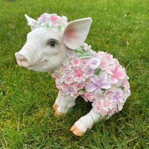 Online-Fuchs Gartenfigur Schwein im Blumenkleid Blumenwiese