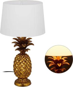 relaxdays Tischleuchte Tischlampe Ananas gold
