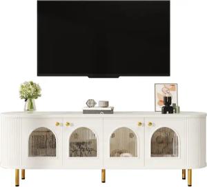 Refined Living TV-Schrank Lowboard mit Glastüren,Goldene