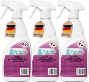 FUTUM Insektenspray Anti-Bettwanzen-Spray Floh-Mittel Ungeziefer-Spray, 3-St.,