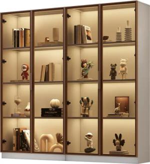 Merax Vitrine mit Glastüren (2-St) Badezimmerschrank