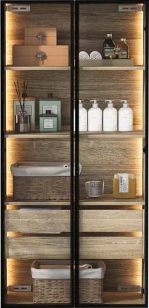 Merax Vitrine mit Glastüren (1-St) Badezimmerschrank