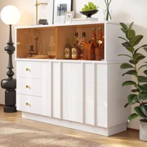 Celya Sideboard Küchenschrank,Sideboard Glastüren,Aufbewahrungsschrank,Buffetschrank, für Küche,Esszimmer