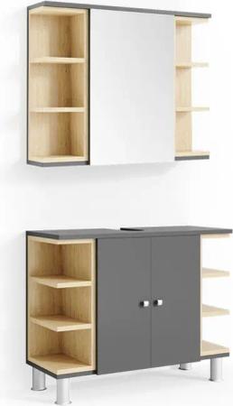 Vicco Badmöbel-Set Aquis, Anthrazit/Sonoma, 2 Teile,