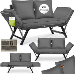 KESSER Gartenbank Polyrattan Gartensofa 4-in-1 mit