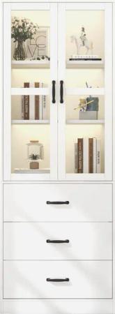 BlingBin Vitrine Hochschrank Standvitrine mit LED-Licht,