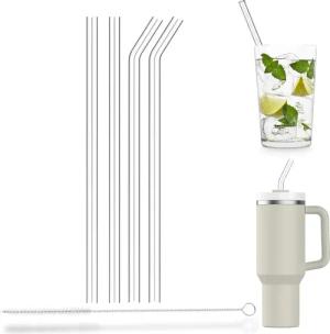 FELIXLEO Küche Pack 4 Glasstrohhalme Lang,