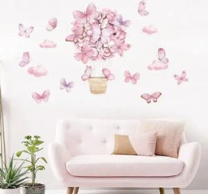 Montegoni Wandsticker Rosa Schmetterlings korb Wandaufkleber