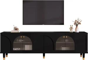Merax Lowboard, TV-Board mit Glastüren, Fernsehtisch