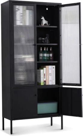 Coemo Standvitrine TOKIO Schwarz Vitrinenschrank Glastüren