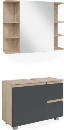 Vicco Badmöbel-Set J-Shape, Anthrazit/Sonoma, 2 Teile,