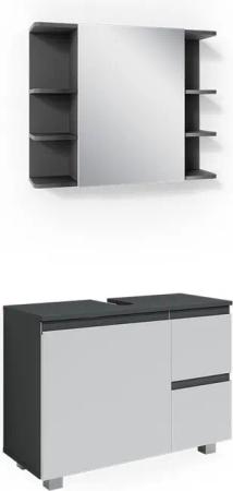 Vicco Badmöbel-Set J-Shape, Weiß/Anthrazit, 2 Teile,