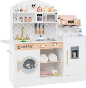 COSTWAY Spielküche Holz, Kinderküche mit Mikrowelle,