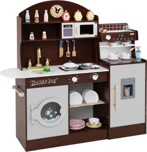 COSTWAY Spielküche Holz, Kinderküche mit Mikrowelle,