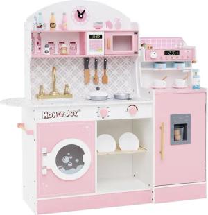 COSTWAY Spielküche Holz, Kinderküche mit Mikrowelle,