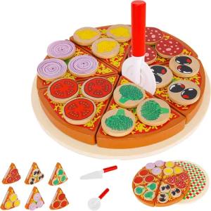 KRUZZEL Spielküche Pizza-Set aus Holz für