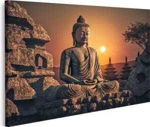islandburner Leinwandbild Buddha Statue Sonnenuntergang Buddha