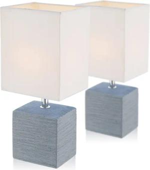 bmf-versand Tischleuchte Nachttischlampe 2er Set Grau