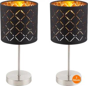 bmf-versand Tischleuchte Nachttischlampe 2er Set Schwarz