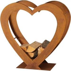 mucHome Kaminholzregal aus Metall, Herz-Design, Freistehend,
