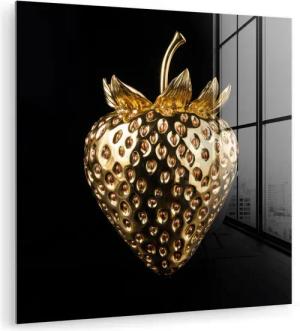 MuchoWow Acrylglasbild Erdbeere - Gold -