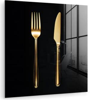 MuchoWow Acrylglasbild Besteck - Gold -