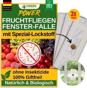 GREEN GUARDIA Insektenfalle Fruchtfliegen Fenster-Falle mit