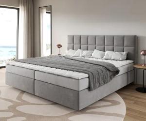 DELIFE Boxspringbett Dream-Fine, Mikrofaser Grau 200x200
