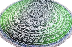 Guru-Shop Tagesdecke Rundes indisches Mandala Tuch,