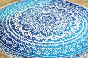 Guru-Shop Tagesdecke Rundes indisches Mandala Tuch,