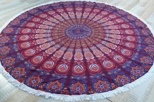 Guru-Shop Tagesdecke Rundes indisches Mandala Tuch,