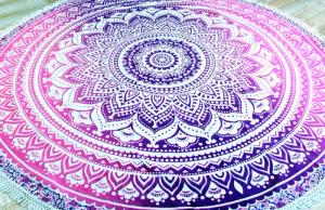 Guru-Shop Tagesdecke Rundes indisches Mandala Tuch,
