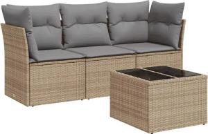 vidaXL Gartenlounge-Set 4-tlg. Garten-Sofagarnitur mit Kissen