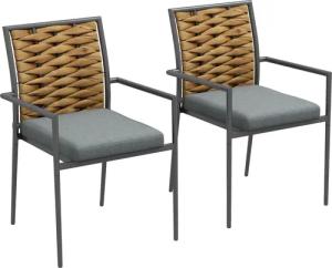 Outsunny Sitzgruppe 2er-Set Rattan Gartenstuhl Stapelbarer