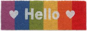 relaxdays Fußmatte Kokos Fußmatte "Hello" Regenbogen,