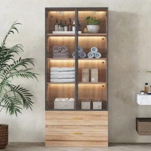 Flieks Vitrine mit LED-Beleuchtung, 2 Glastüren