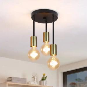 Nettlife Deckenleuchte Gold 3 Flammig Vintage