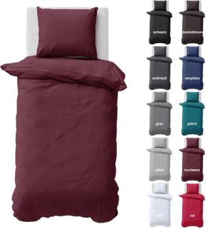 Visaggio Bettwäsche Baumwolle Uni Bettbezug Set
