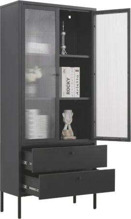 Mein-Regal Standvitrine PARIS Schwarz, Vitrine Metall