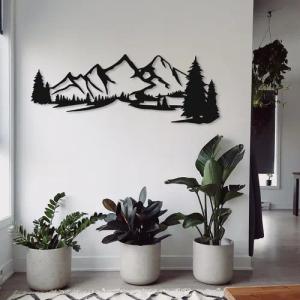WoodFriends Wandbild aus Holz Berge Holzschild