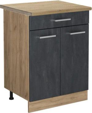 Vicco Unterschrank R-Line, Schwarz Beton/Goldkraft Eiche,