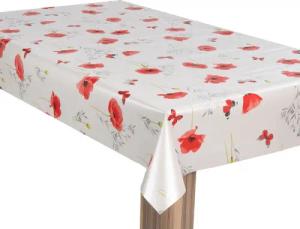 laro Tischdecke Wachstuch-Tischdecke Gartentischdecke Mohnblume Rot