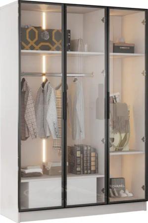 Merax Kleiderschrank Hochschrank, Vitrine mit Glastüren