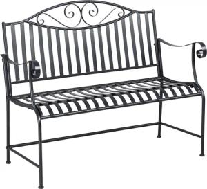 Outsunny Gartenbank Metallbank Stahlrahmen mit Armlehne