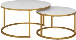 Vicco Couchtisch Montreal, Weiß/Gold, 77 x