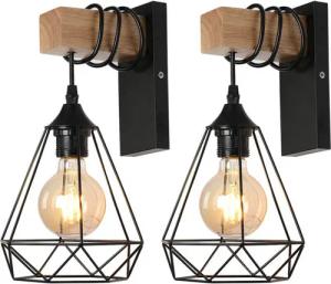 WILGOON Wandleuchte Retro Wandleuchte Holz Innen